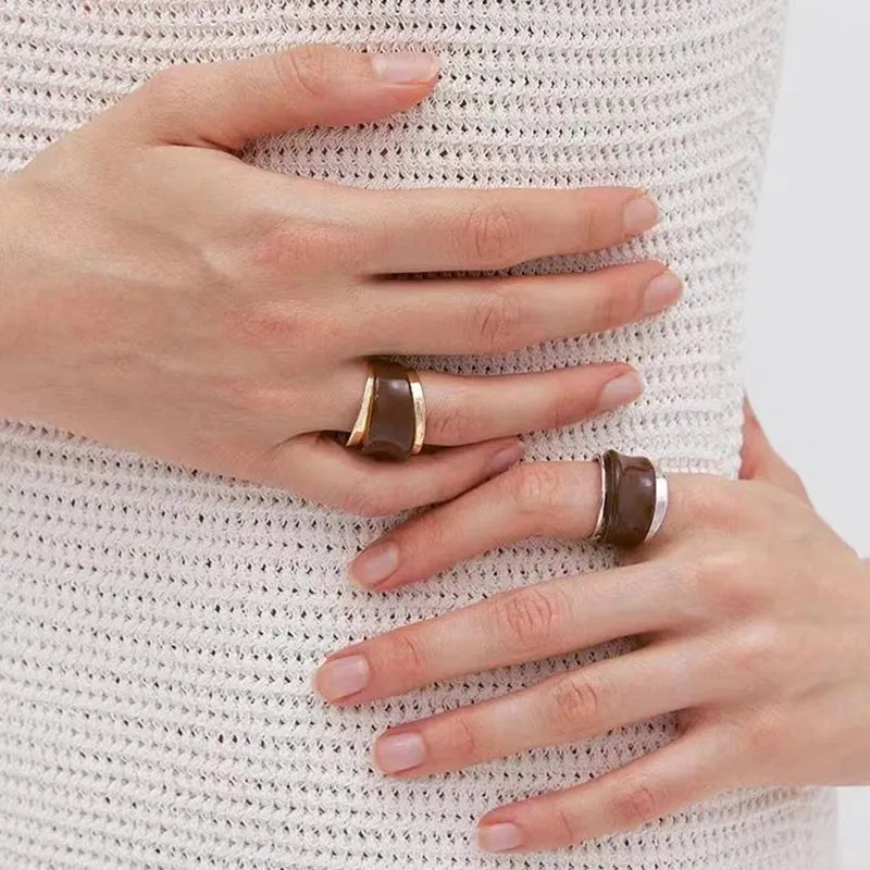 TEEK - Double-Layer Chocolate Drip Glaze Rings