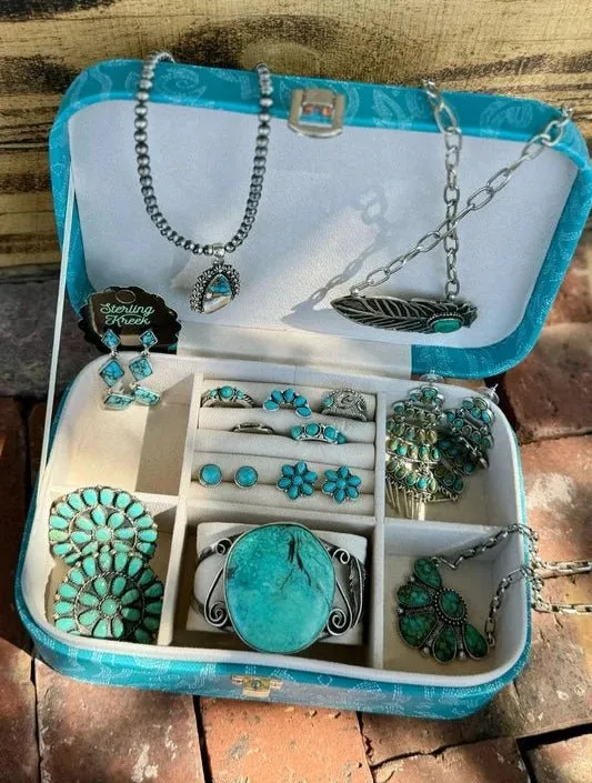 Turquoise Boot Stitch Jewelry Box