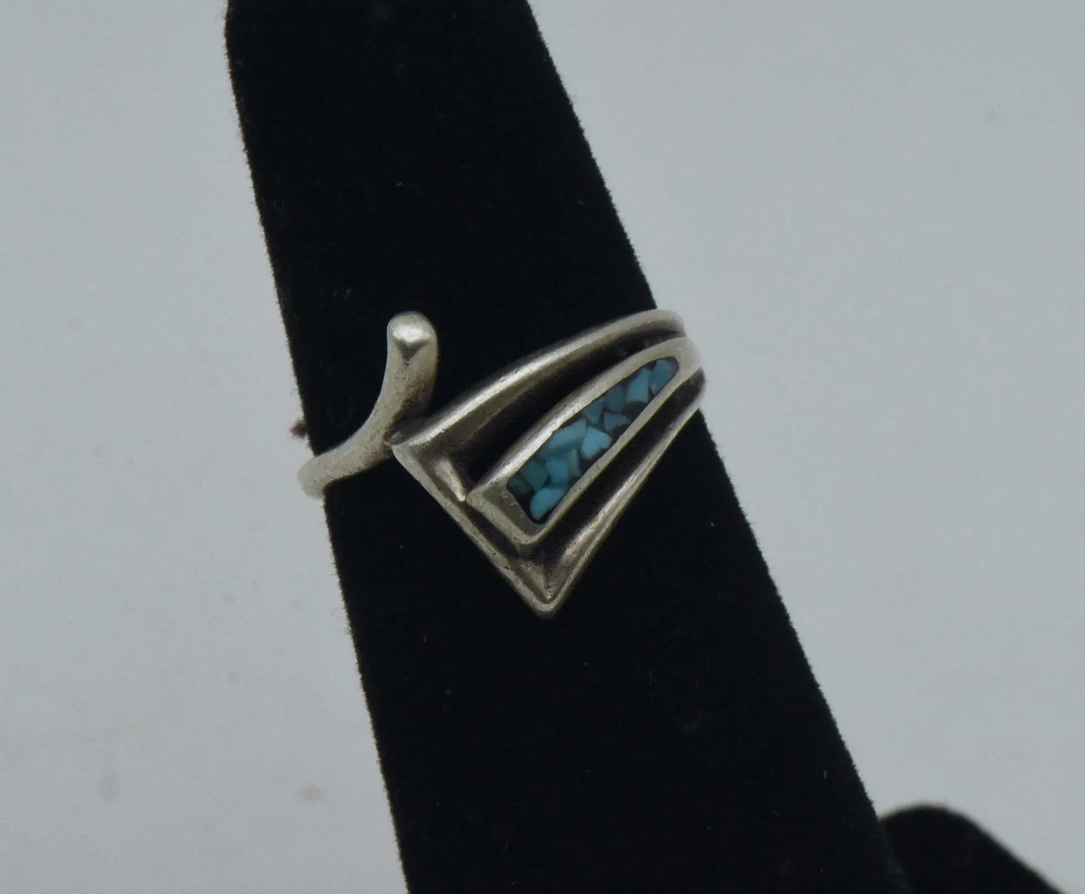 Vintage Sterling Silver Modern Design Bypass Ring - Size 4